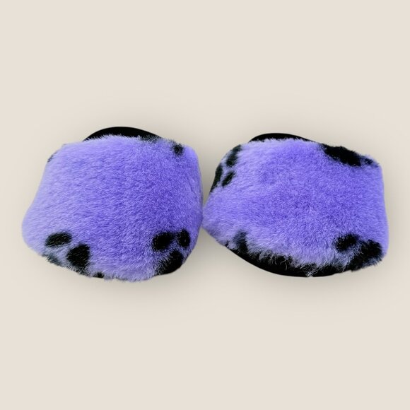 Build-A-Bear Workshop Purple Black Plush Paw Print Bear Slippers BAB Clothes B - Picture 1 of 7